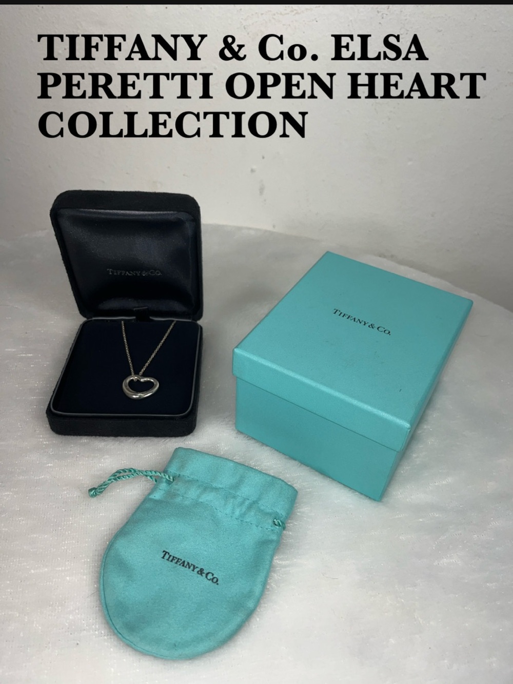 Tiffany & Co. ELSA PERETTI Silver Open Heart Pendant & Necklace